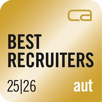 Best Recruiters Austria 25/26 Gold badge recognizing Henkel’s excellence in recruiting quality and candidate experience.