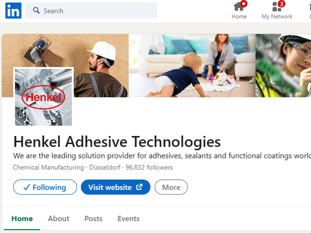 The new Henkel Adhesives global LinkedIn page